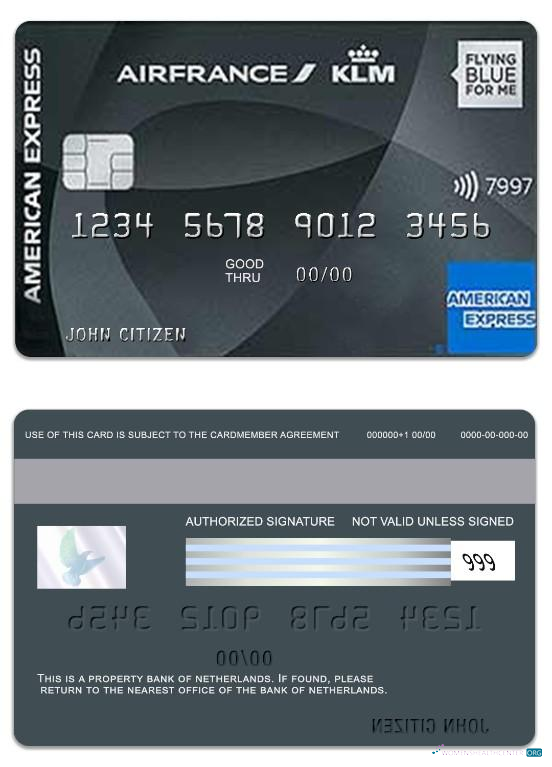 Download Netherlands Bank of Netherlands American Express Flying Blue Platinum Photoshop template